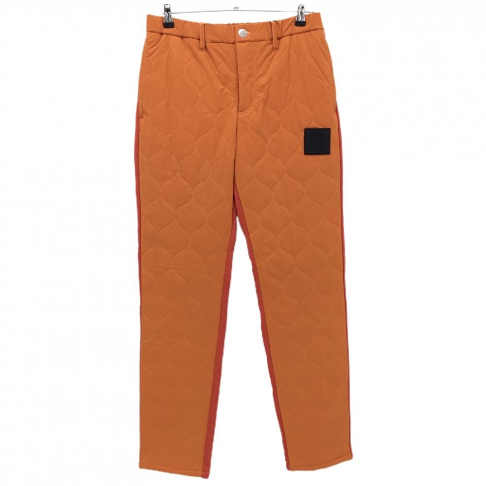 【新品】ダンスウィズドラゴン 中綿パンツ ブラウンオレンジ×レッド 前面キルティング  メンズ 3(L) ゴルフウェア Dance With Dragon