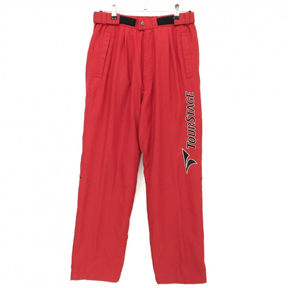 【超美品】ツアーステージ パンツ レッド×黒 裏微起毛 裾ドローコード メンズ M ゴルフウェア TOURSTAGE