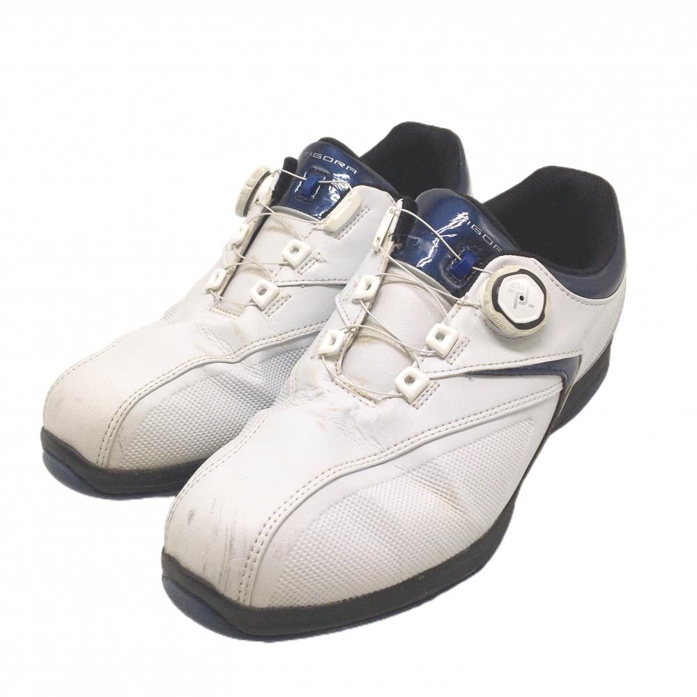 【美品】ティゴラ ゴルフシューズ 白 TR-OS-1010 スパイクレス ダイヤル式 メンズ 25.0 ゴルフウェア TIGORA