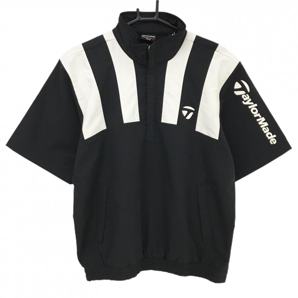テーラーメイド 半袖ブルゾン 黒×白 ハーフジップ 裏地メッシュ  メンズ M ゴルフウェア TaylorMade