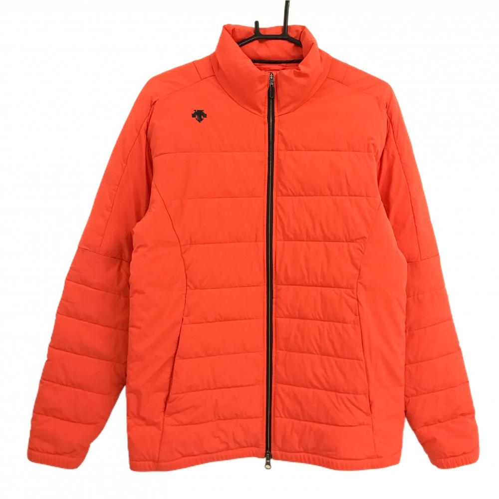【美品】デサントゴルフ 中綿ジャケット オレンジ×黒 肩ロゴ 中田英寿 メンズ M ゴルフウェア DESCENTE
