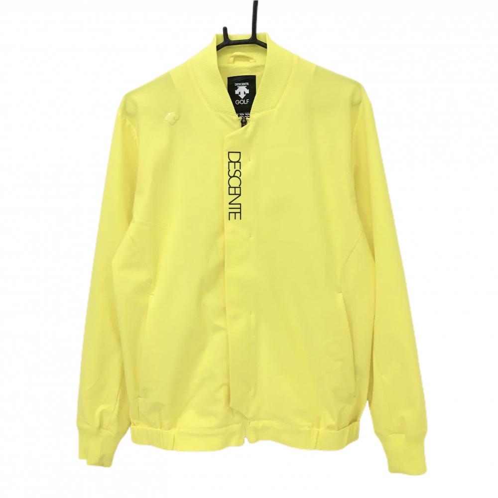 【美品】デサントゴルフ ジャケットブルゾン イエロー×黒 ロゴプリント 薄手 中田英寿 メンズ M ゴルフウェア DESCENTE