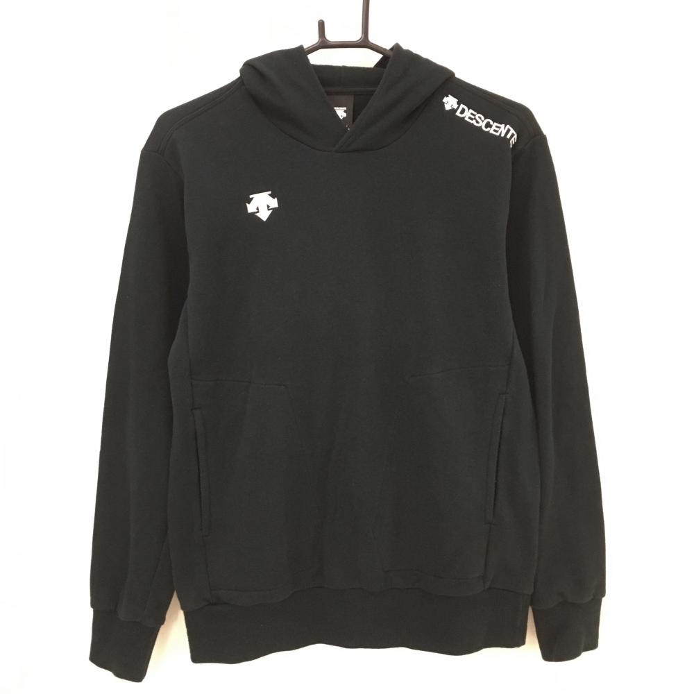 デサント パーカー 黒 肩ロゴ刺しゅう白 トレーナー  メンズ M ゴルフウェア DESCENTE