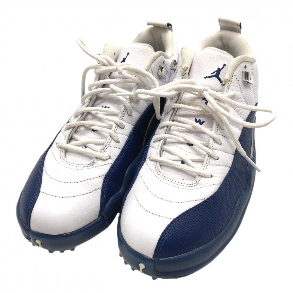 【美品】ナイキ ゴルフシューズ 白×ブルー DH4120-101 Air Jordan 12 Low メンズ 27.0 ゴルフウェア NIKE