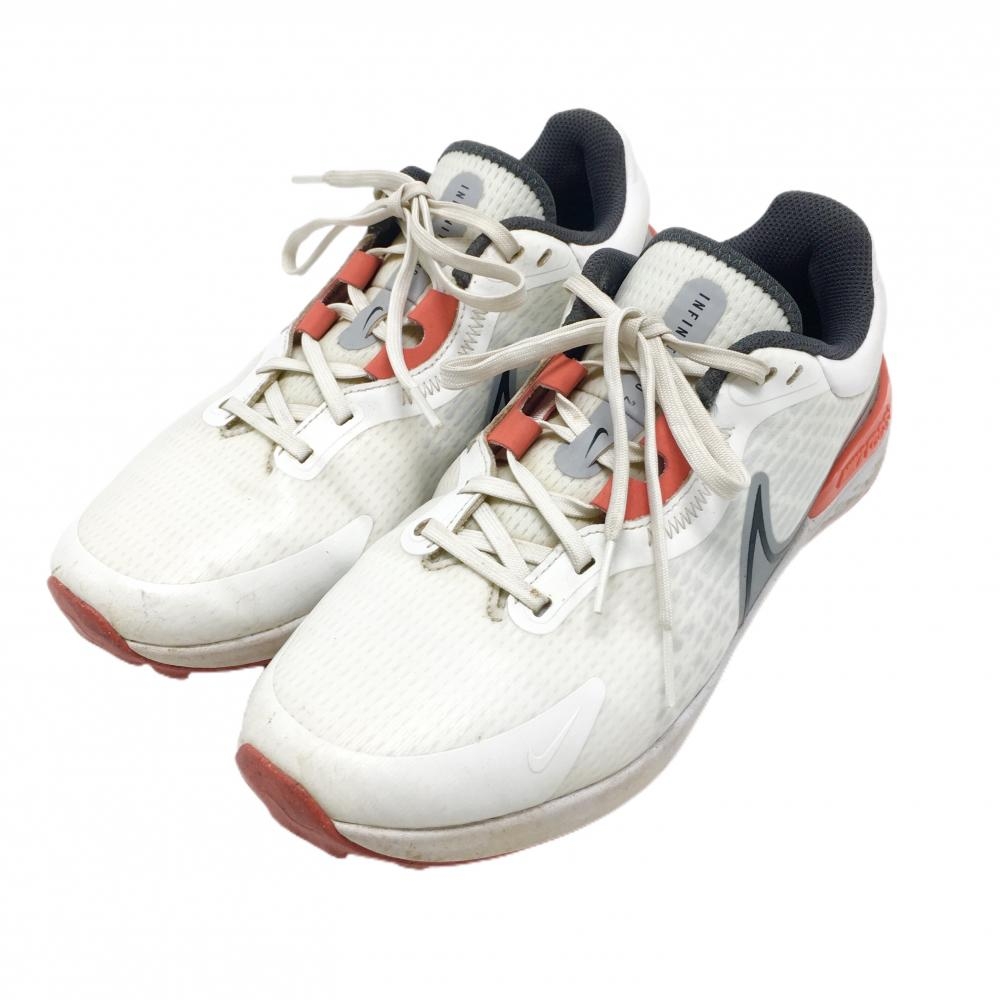 ナイキ ゴルフシューズ 白×オレンジ DM8449-106 インフィニティ プロ2 スパイクレス メンズ 26.5 ゴルフウェア NIKE