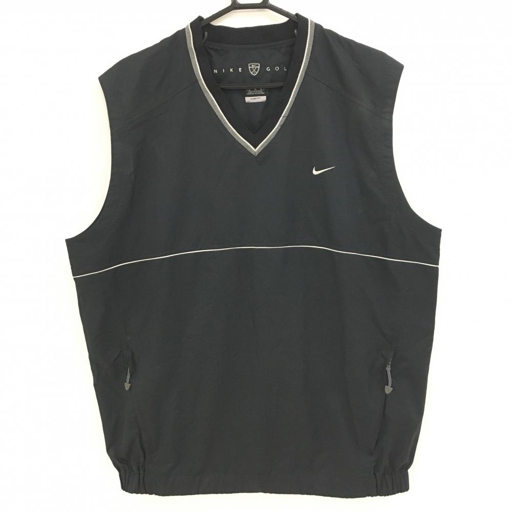 ナイキゴルフ アウターベスト 黒×白 CLIMA-FIT Vネック メンズ XL ゴルフウェア NIKE