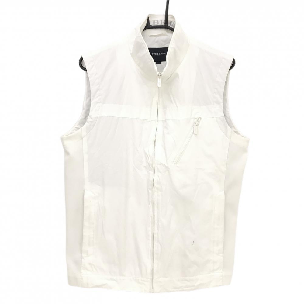 バーバリーゴルフ アウターベスト 白 サイドリブ  メンズ L ゴルフウェア BURBERRY GOLF