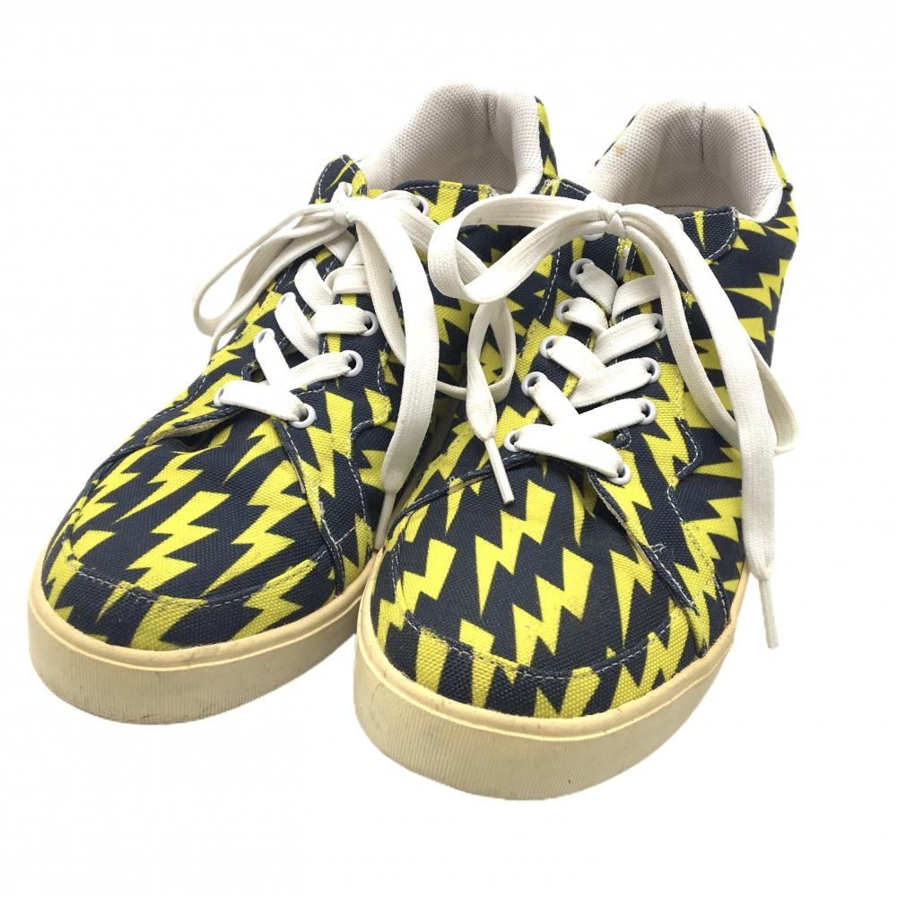 パーリーゲイツ ゴルフシューズ ネイビー系×イエロー 稲妻柄 雷柄 053-6192501  メンズ 25.5 ゴルフウェア PEARLY GATES