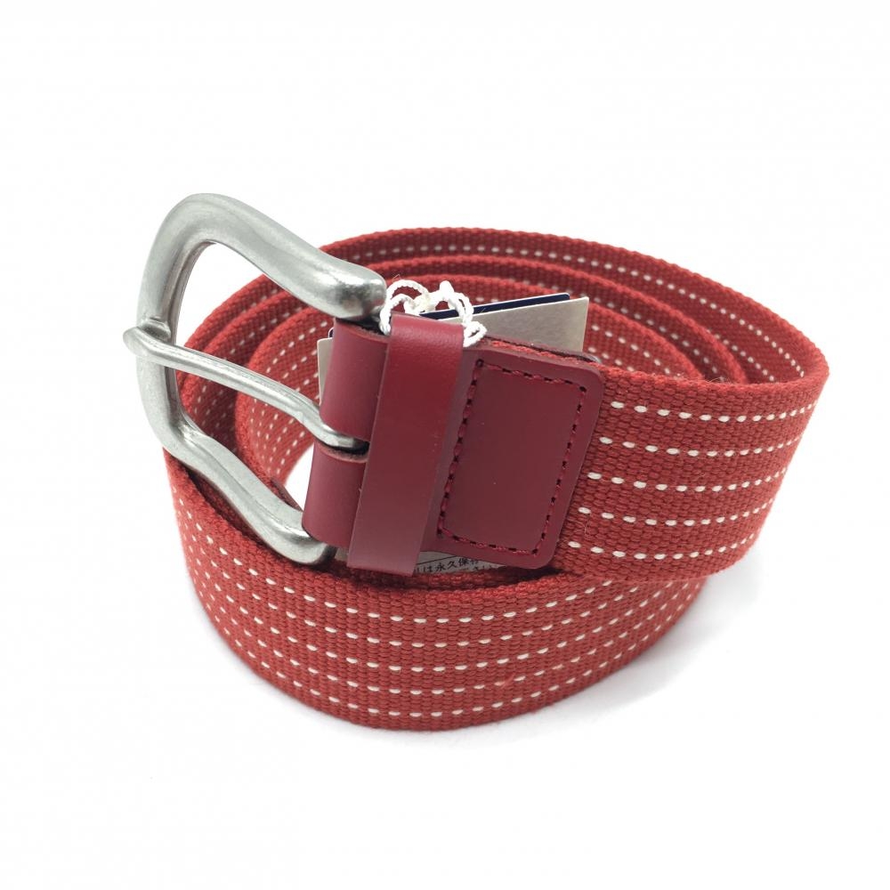 【新品】パーリーゲイツ ベルト レッド系×白 ボーダー メンズ M ゴルフウェア PEARLY GATES