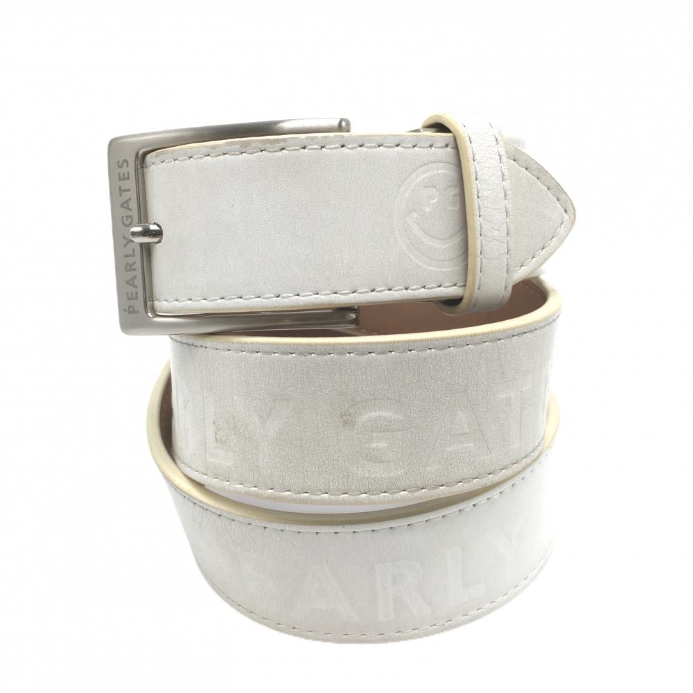 パーリーゲイツ ベルト 白 型押しニコちゃん スマイル  メンズ  ゴルフウェア PEARLY GATES