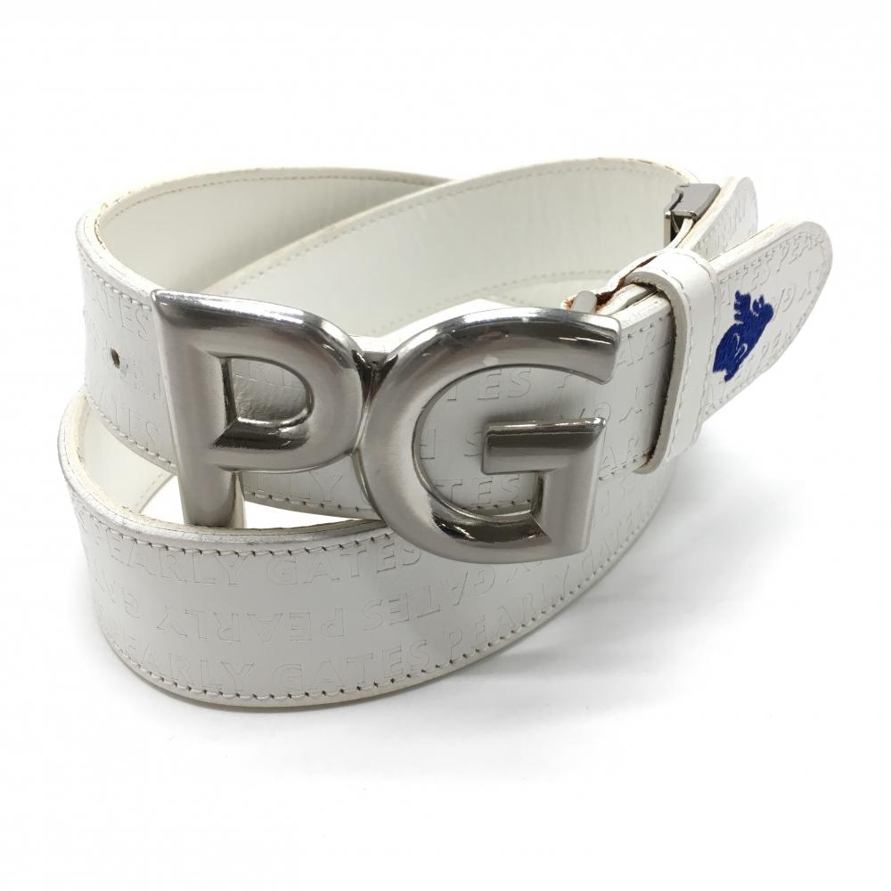 パーリーゲイツ トップ式ベルト 白 ロゴ型押し  メンズ  ゴルフウェア PEARLY GATES