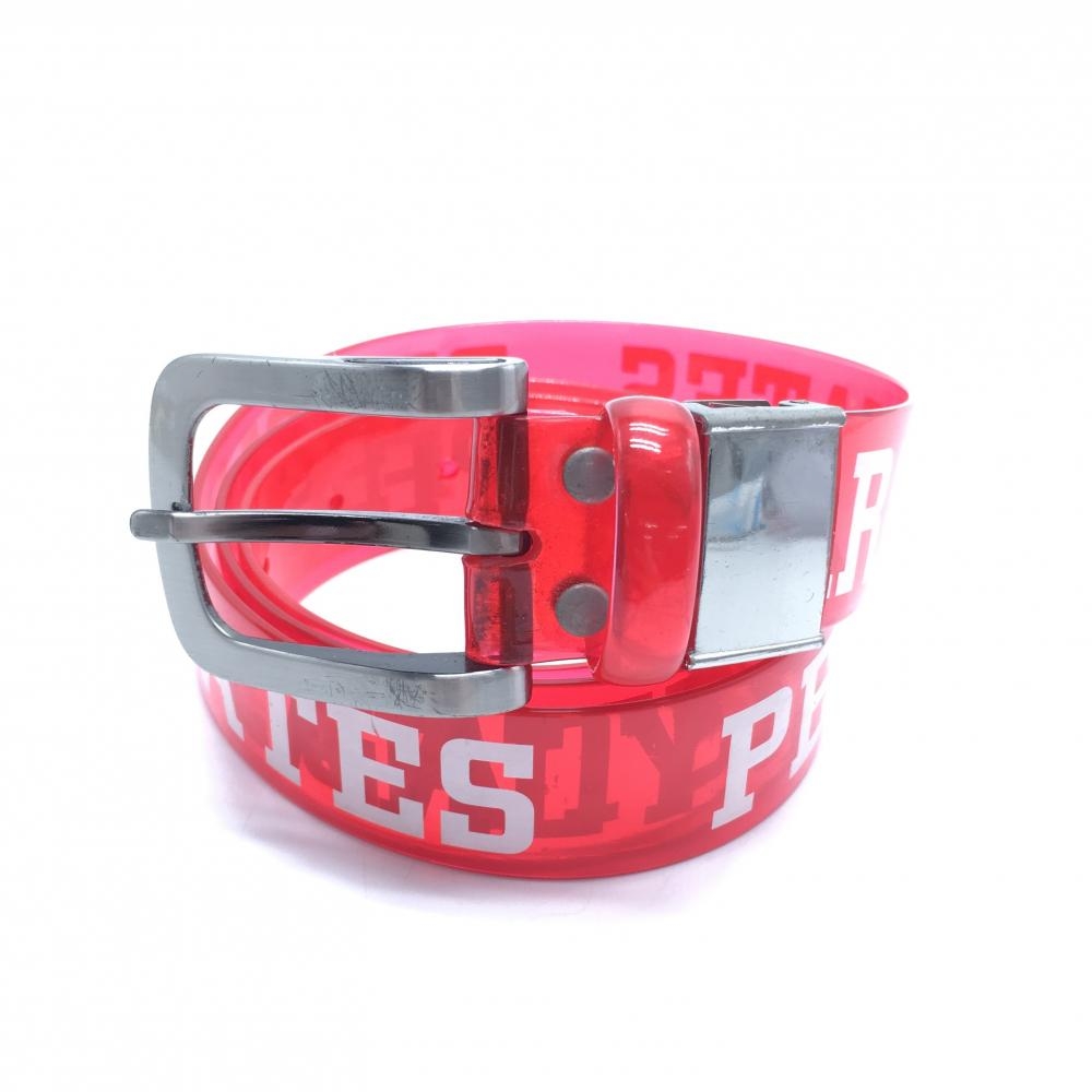 パーリーゲイツ ベルト クリアレッド×白 ロゴ シルバーバックル メンズ  ゴルフウェア PEARLY GATES