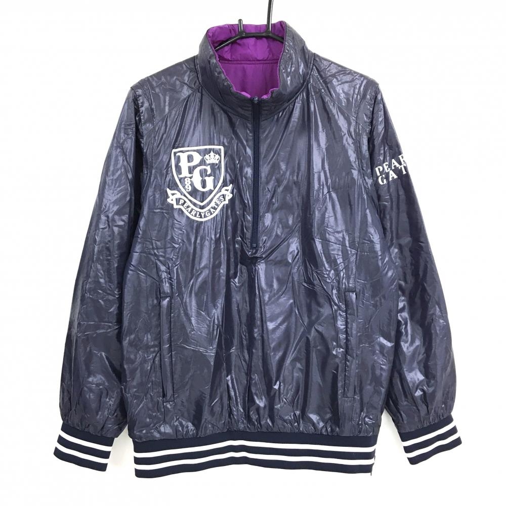 パーリーゲイツ 4WAY中綿リバーシブルブルゾン ネイビー 裏パープル 袖着脱可 メンズ 5(L) ゴルフウェア PEARLY GATES