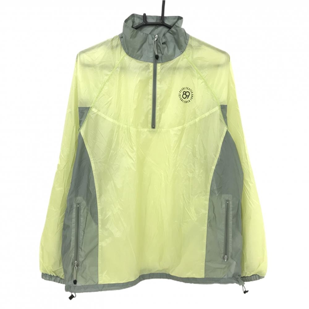 【美品】パーリーゲイツ ナイロンブルゾン イエロー系×グレー ハーフジップ 薄手  メンズ 4(M) ゴルフウェア PEARLY GATES