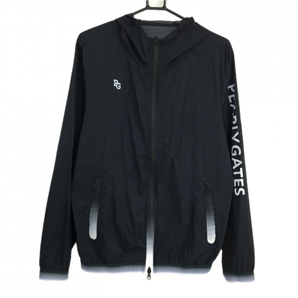 【美品】パーリーゲイツ ジップパーカー ネイビー ナイロン 袖ロゴ ブルゾン  メンズ 5(L) ゴルフウェア PEARLY GATES