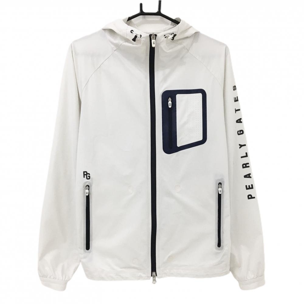 パーリーゲイツ ジップパーカー 白×ネイビー 白×黒 背面一部パンチング穴 サイドメッシュ切替 メンズ 4(M) ゴルフウェア PEARLY GATES