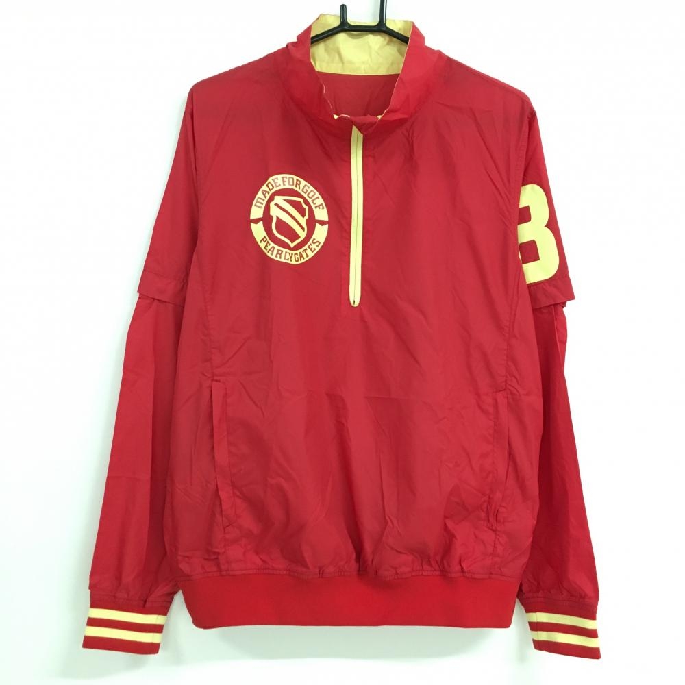 【美品】パーリーゲイツ 2WAYブルゾン レッド×イエロー ハーフジップ 袖着脱可  メンズ 4(M) ゴルフウェア PEARLY GATES