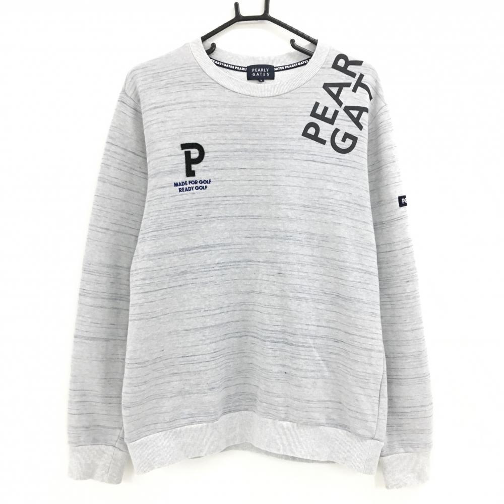 【美品】パーリーゲイツ トレーナー ライトグレー×ネイビー ボーダー調  メンズ 6(XL) ゴルフウェア 2023年モデル PEARLY GATES