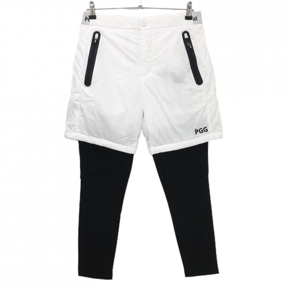 【新品】PGGパーリーゲイツ 中綿切替パンツ 白×黒 ハーフパンツ レギンス裏起毛  メンズ 4(M) ゴルフウェア PEARLY GATES