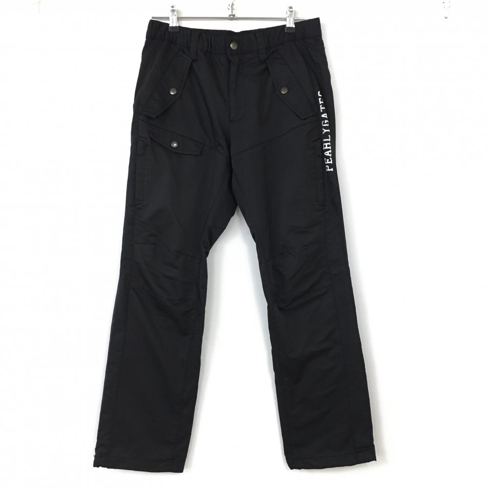 PEARLY GATES パーリーゲイツ 蓄熱パンツ 黒×白 複数ポケット 裾ドローコード メンズ 4(M) ゴルフウェア