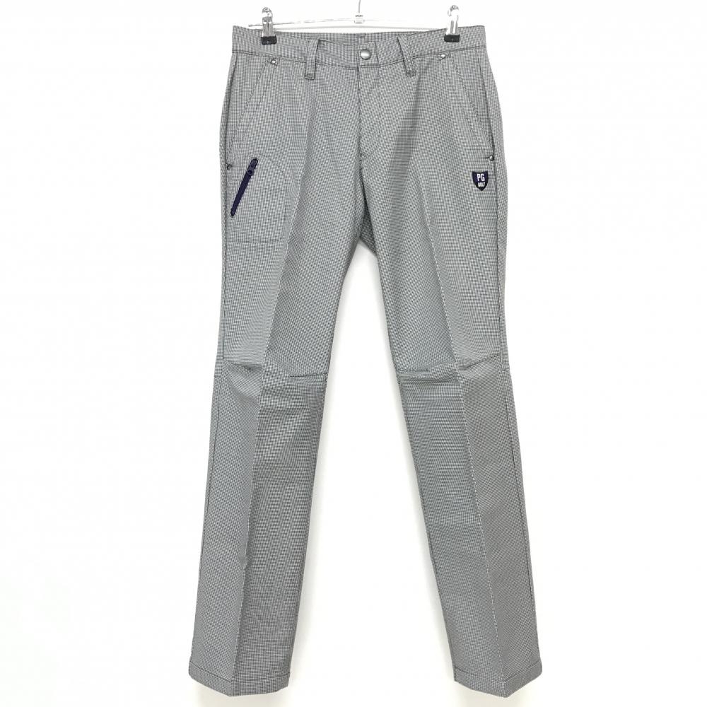 【超美品】パーリーゲイツ パンツ 黒×白 細目千鳥格子 ストレッチ 裏微起毛 メンズ 4(M) ゴルフウェア PEARLY GATES