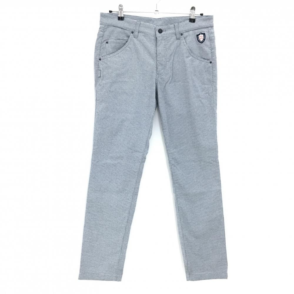 【超美品】パーリーゲイツ パンツ ネイビー×白 細ジグザグボーダー 表微起毛 ストレッチ  メンズ 5(L) ゴルフウェア PEARLY GATES