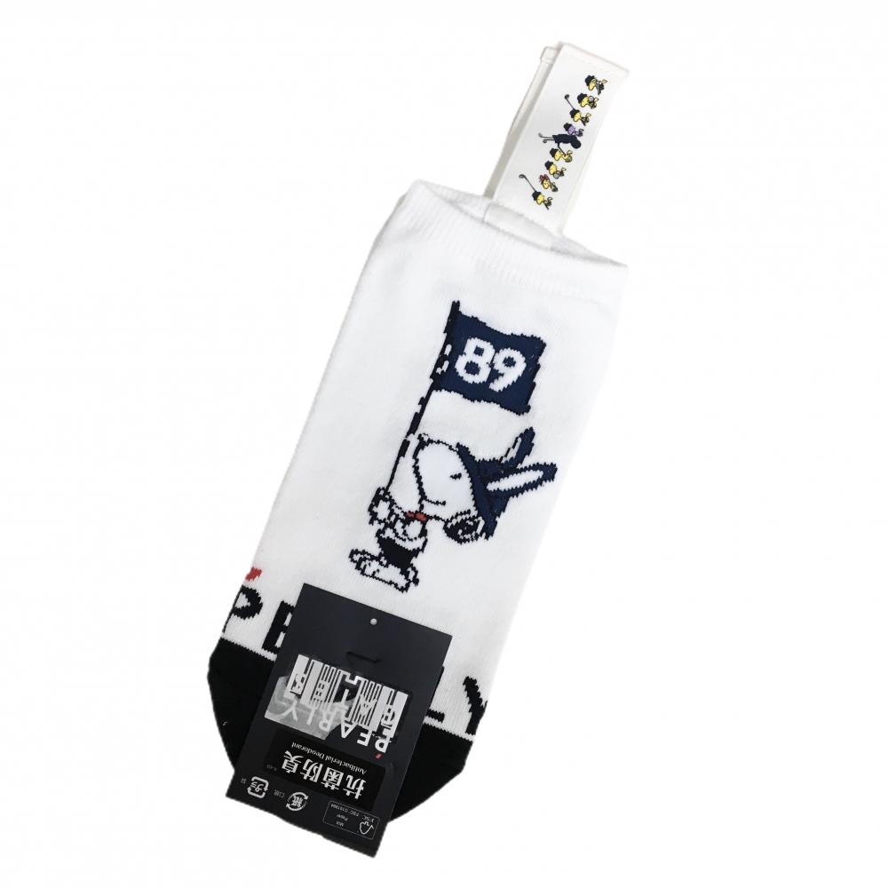 【新品】パーリーゲイツ×PEANUTS ソックス 白×黒 スヌーピー メンズ FREE ゴルフウェア PEARLY GATES