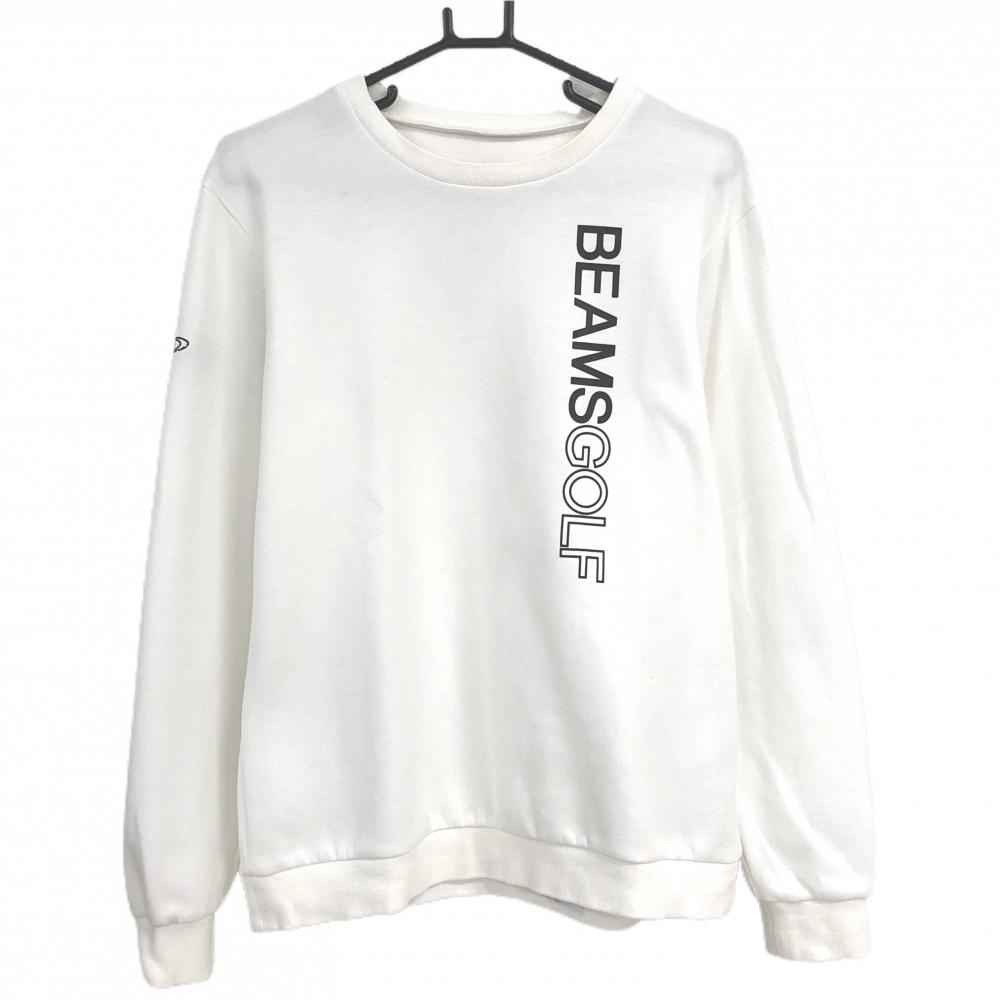 ビームスゴルフ トレーナー 白×黒 ロゴプリント メンズ M ゴルフウェア BEAMS GOLF