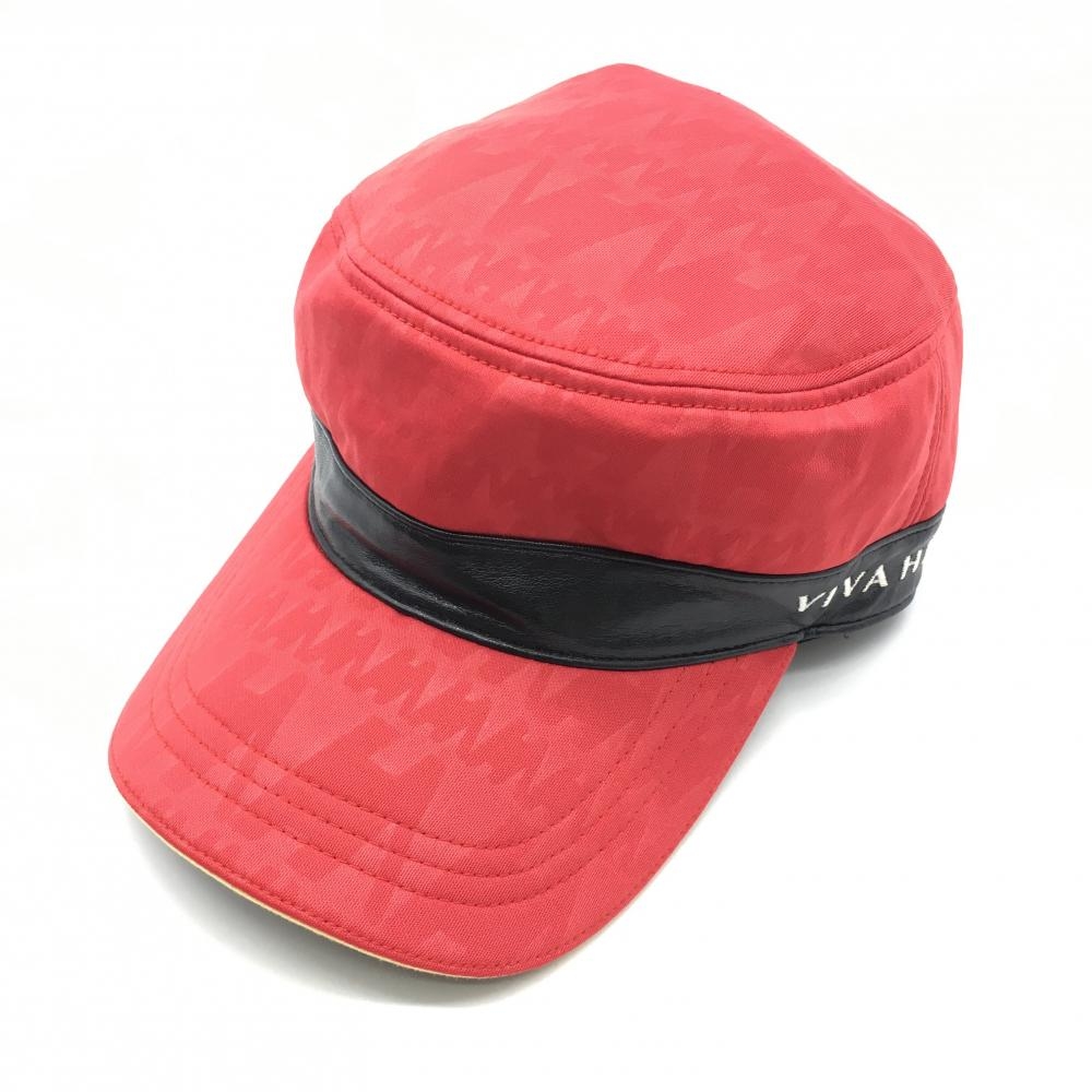【超美品】ビバハート ワークキャップ レッド×黒 一部合皮 メンズ 50 ゴルフウェア VIVA HEART