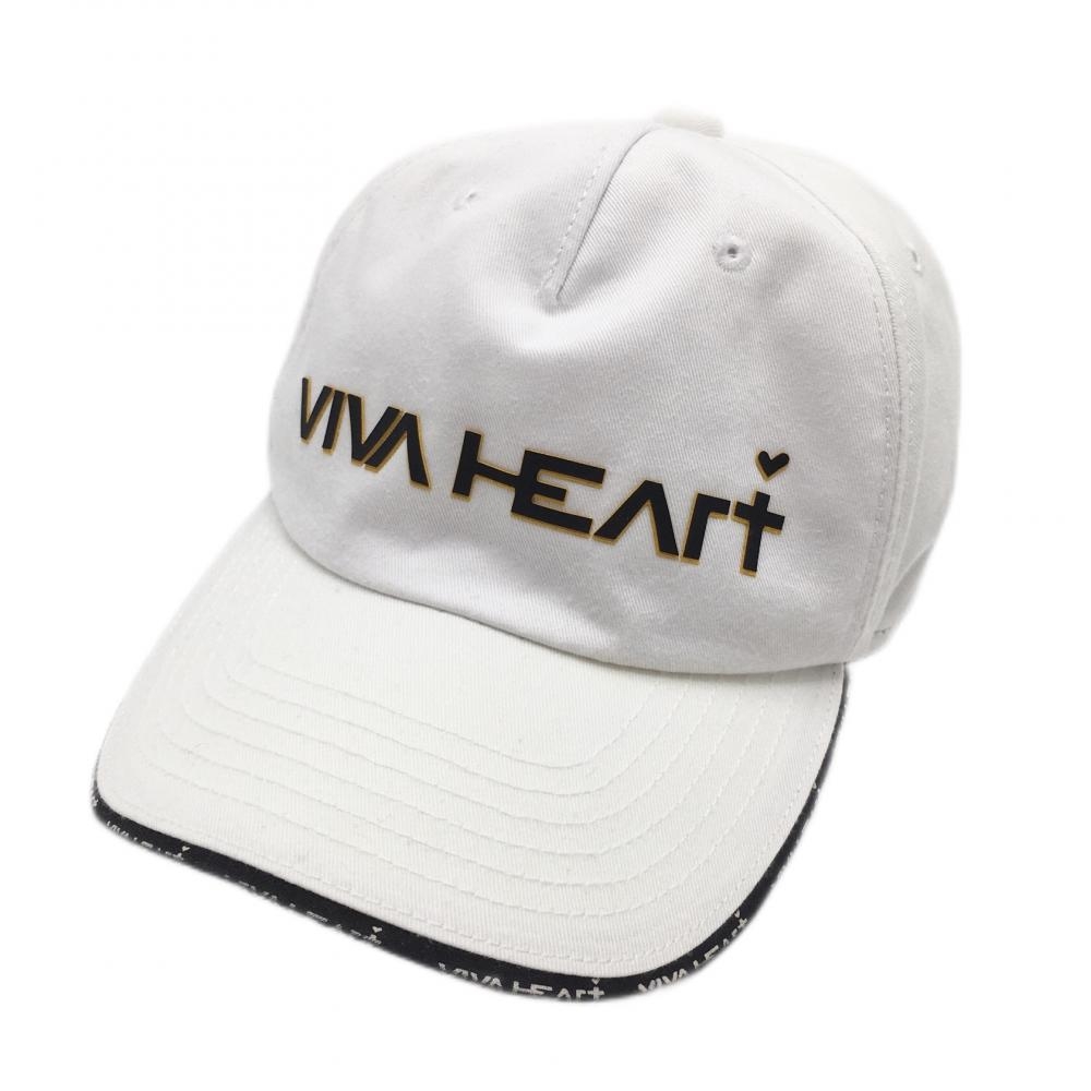 ビバハート キャップ 白×黒 つば淵ロゴ  メンズ 50 ゴルフウェア VIVA HEART