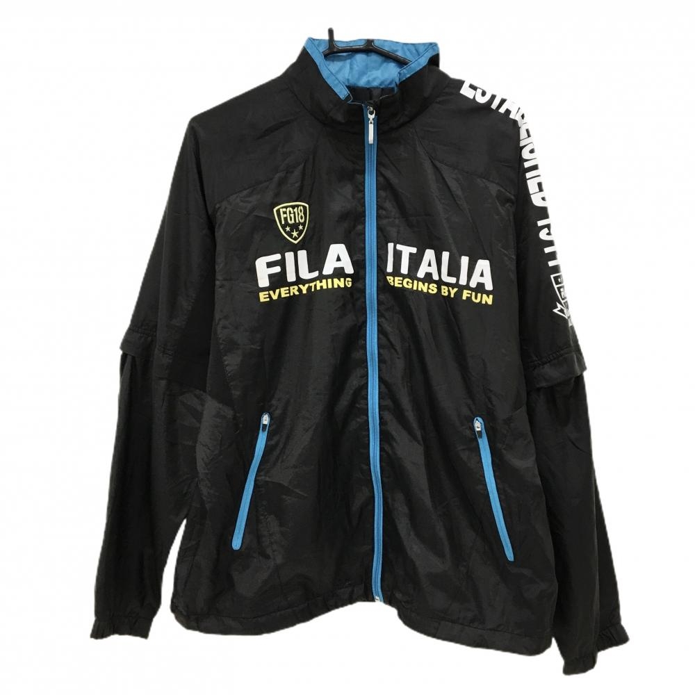 フィラゴルフ 2WAYジャケット 黒×白 胸プリント 裏地メッシュ 袖着脱可 メンズ LL ゴルフウェア FILA GOLF
