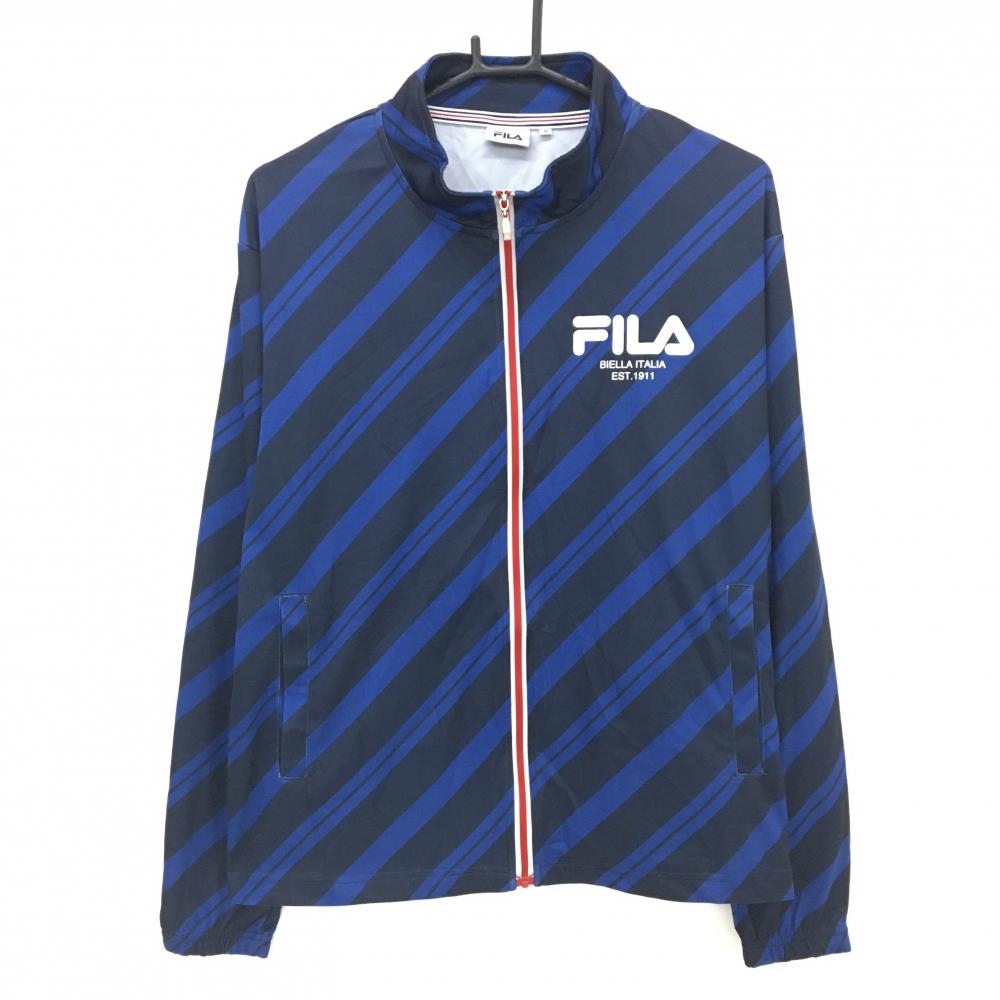 フィラゴルフ ジャケット ネイビー×ブルー 斜めストライプ 薄手  メンズ M ゴルフウェア FILA GOLF