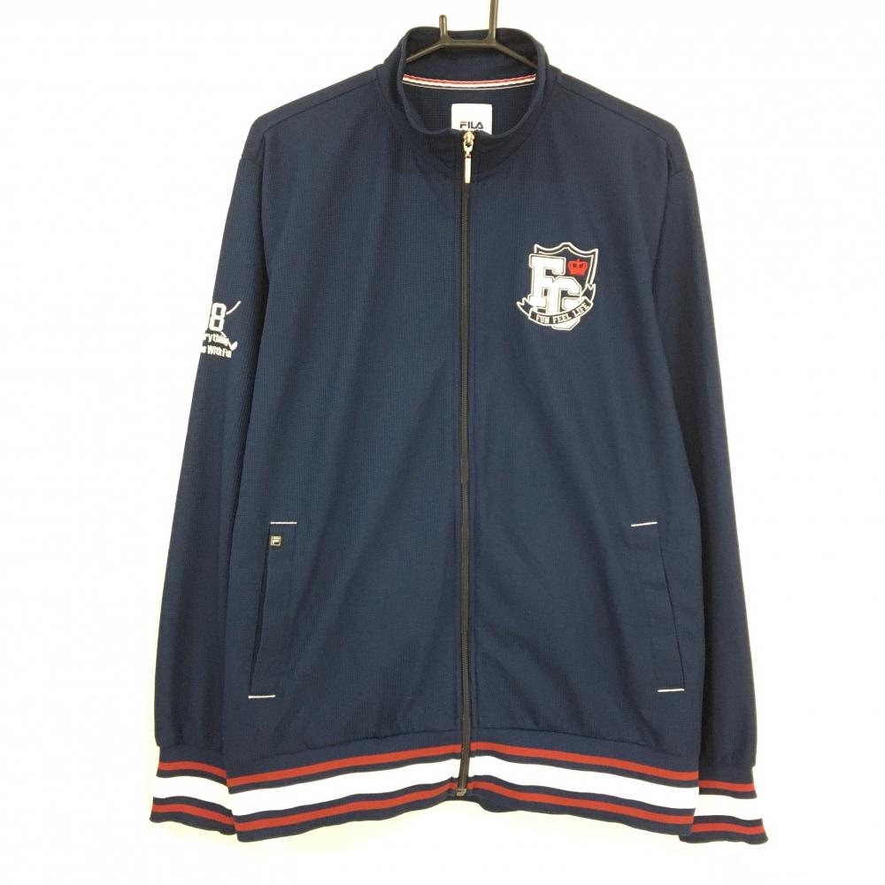 フィラゴルフ ジャケットブルゾン ネイビー×白×レッド 胸ロゴ  メンズ LL ゴルフウェア FILA GOLF