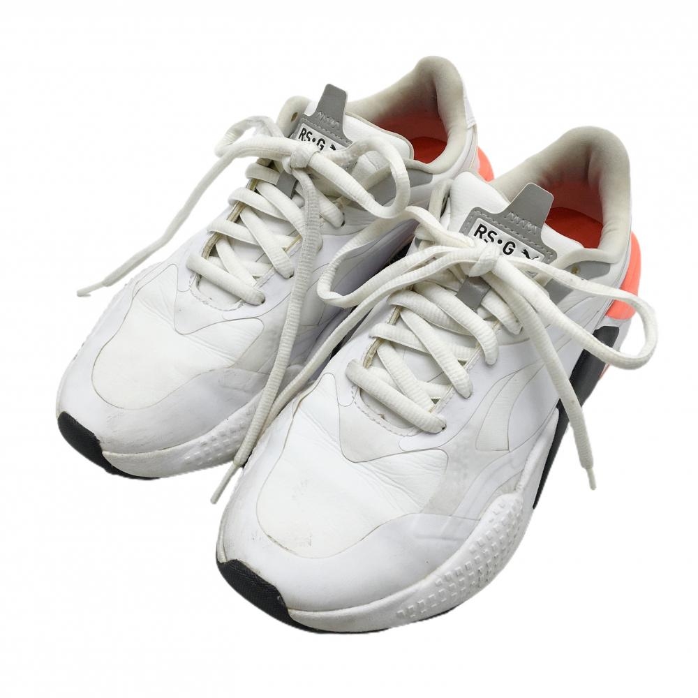 プーマ ゴルフシューズ 白×黒×蛍光レッド系 193826-08 スパイクレス RS-G  メンズ 25.5 ゴルフウェア PUMA