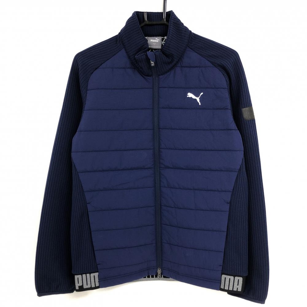 【新品】プーマ 中綿ニットジャケット ネイビー 前身頃中綿 後ろ裾ゴム メンズ M ゴルフウェア PUMA
