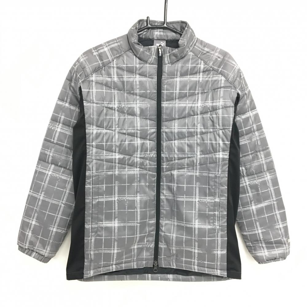 【超美品】プーマ 中綿ジャケット グレー×白 総柄 サイド切替  メンズ M ゴルフウェア PUMA