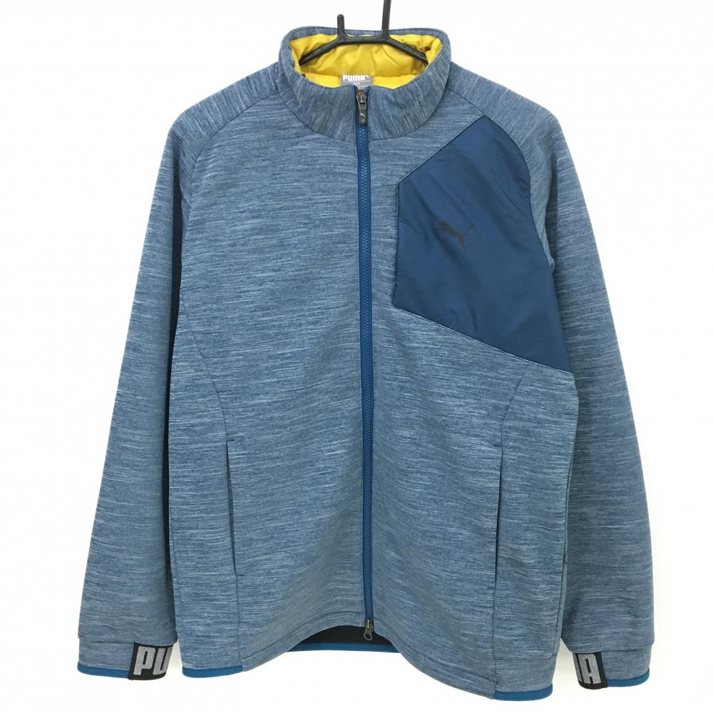 【超美品】プーマ 中綿切替ジャケット 杢ネイビー 身頃上裏地中綿 裏微起毛 メンズ L ゴルフウェア PUMA