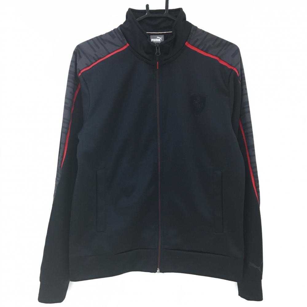 プーマ×フェラーリ ジャケットブルゾン 黒×レッド 袖ライン切替 メンズ S ゴルフウェア PUMA