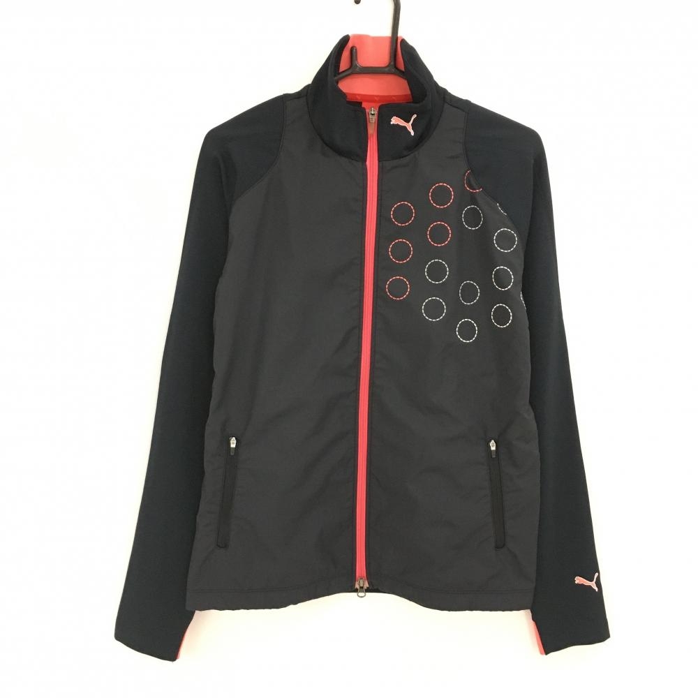 【美品】プーマ ジャケットブルゾン ダークネイビー×ピンク ネックロゴ メンズ L ゴルフウェア PUMA