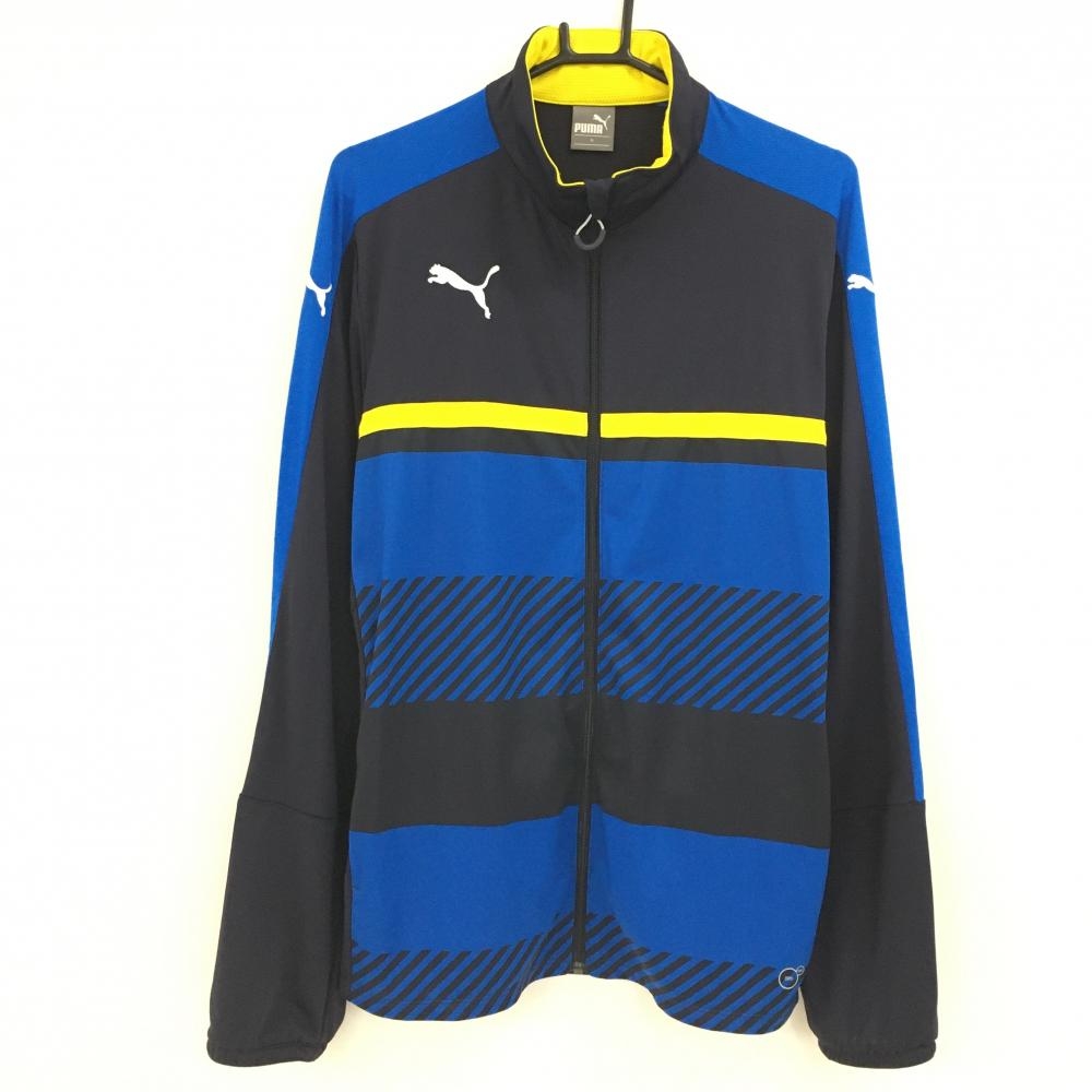 プーマ ジャケット ネイビー×ブルー 一部メッシュ ロゴ刺しゅう 薄手 メンズ XL ゴルフウェア PUMA