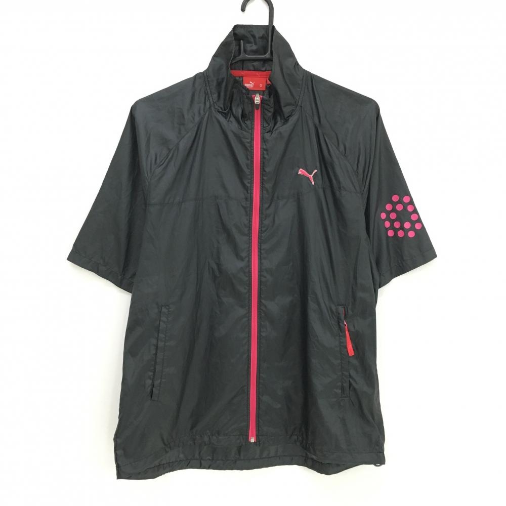 プーマ 半袖ジャケット 黒×ピンク 背面プリント メンズ O ゴルフウェア PUMA