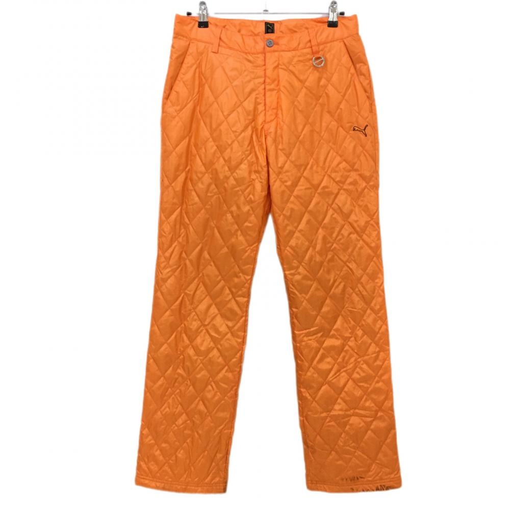 プーマ 中綿パンツ オレンジ キルティング 蓄熱裏地 裾ドローコード  メンズ L ゴルフウェア PUMA