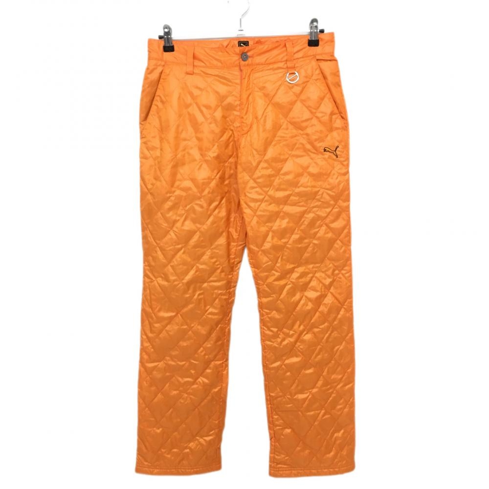 プーマ パンツ オレンジ キルティング ロゴ刺しゅう 蓄熱裏地 織生地 ドローコード メンズ S ゴルフウェア PUMA