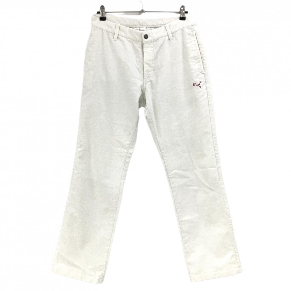 プーマ コーデュロイパンツ 白 ロゴ刺しゅう メンズ 82 ゴルフウェア PUMA