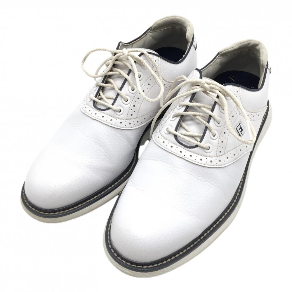【美品】フットジョイ ゴルフシューズ 白 57933J スパイクレス トラディションズ メンズ 25.5 ゴルフウェア FootJoy