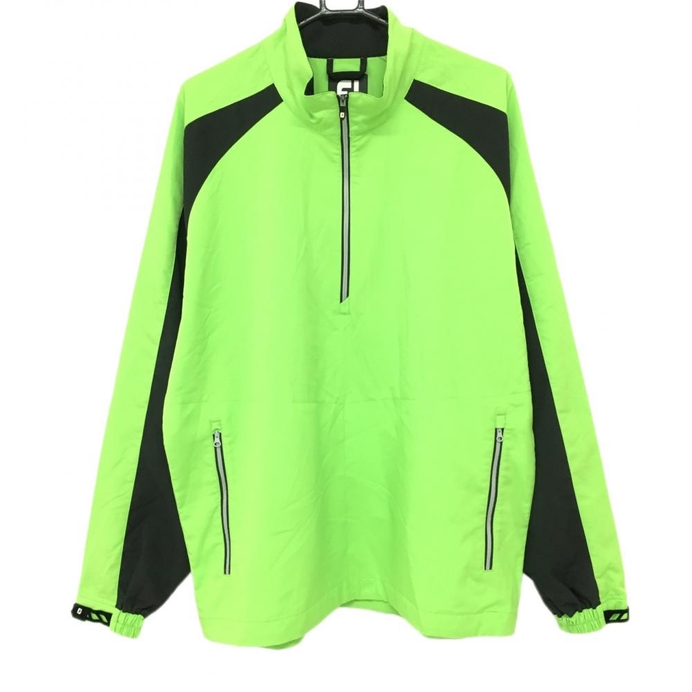 フットジョイ ジャケット ライトグリーン×黒 ハイネック ハーフジップ  メンズ L ゴルフウェア FootJoy