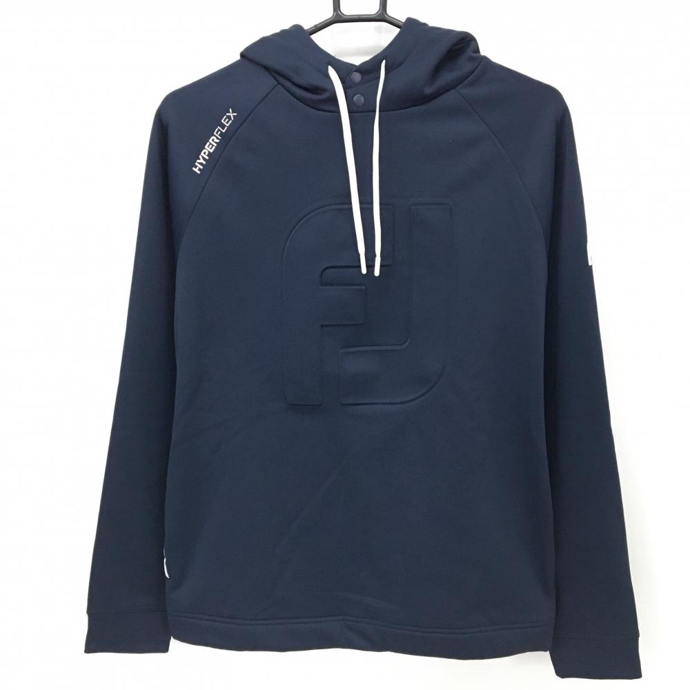 【超美品】フットジョイ パーカー ネイビー×白 立体ロゴ トレーナー メンズ M ゴルフウェア FootJoy
