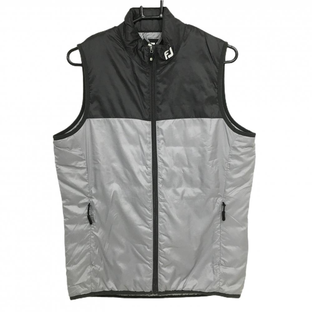 【超美品】フットジョイ 中綿ベスト ダークグレー×グレー ネックロゴ白  メンズ M ゴルフウェア FootJoy