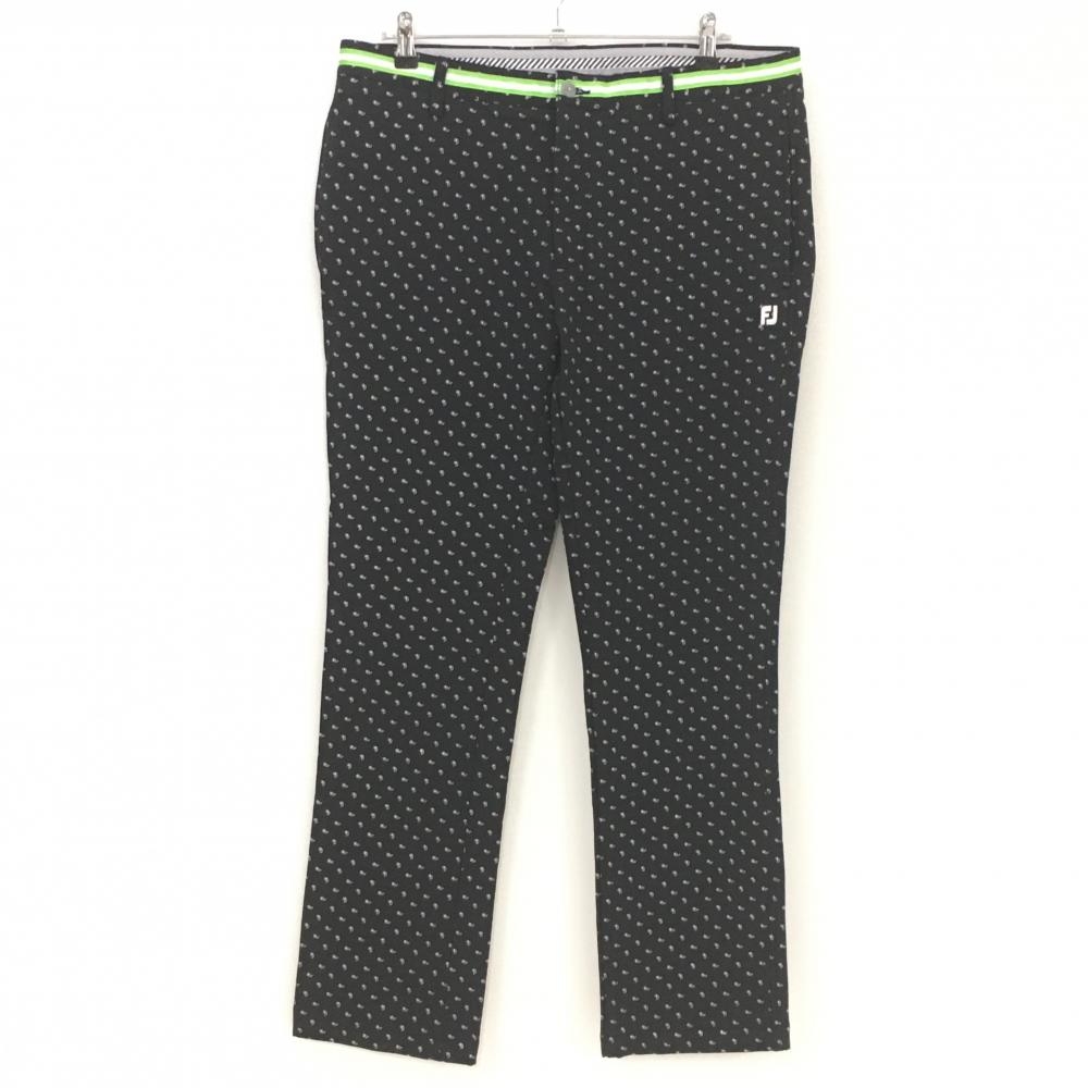 フットジョイ ストレッチパンツ 黒×白 ペイズリー柄 裏微起毛 ウエストライン メンズ W36 ゴルフウェア FootJoy
