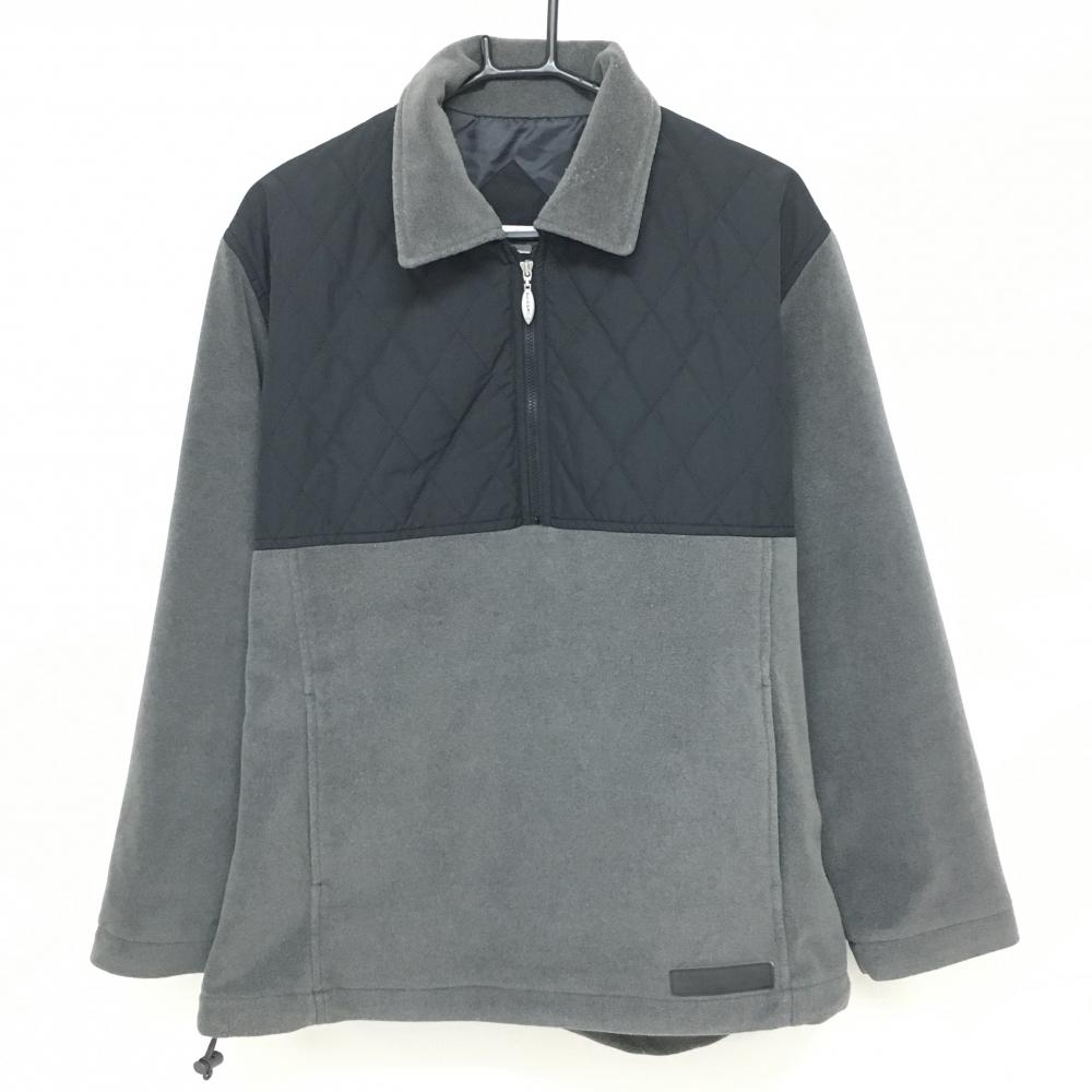 ブラックアンドホワイト 中綿ブルゾン グレー×黒 ハーフジップ 一部中綿 表起毛 裏地付 メンズ M ゴルフウェア Black＆White